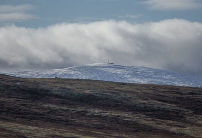 Scenic view of snowcapped mountain against sky