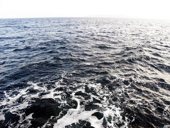 Close-up of sea against sky at sunset