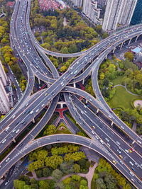 High angle view of cars moving on elevated road