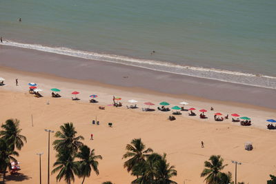 High angle view of people on beach