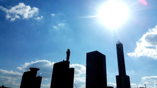 Low angle view of building against blue sky