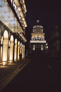 View of illuminated building at night