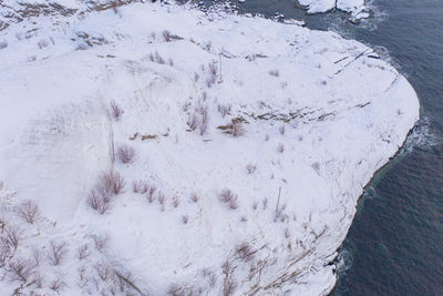 High angle view of frozen sea during winter