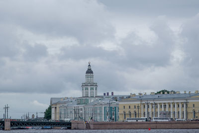 Buildings against cloudy sky