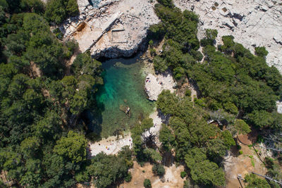 High angle view of rock formations