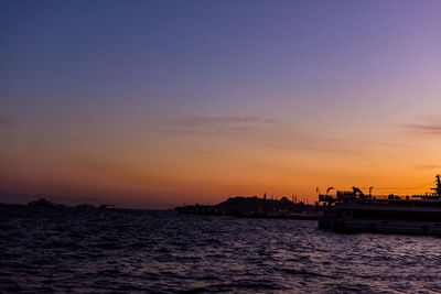 Scenic view of sea against sky at sunset