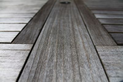 Close-up of wooden planks on boardwalk