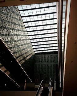 Low angle view of escalator in building