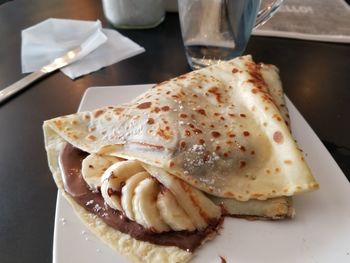 High angle view of food in plate