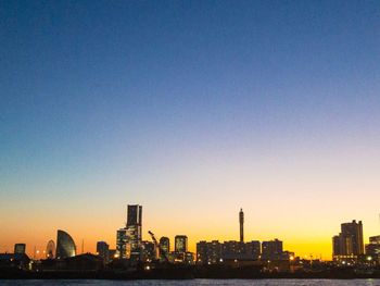 View of city at sunset