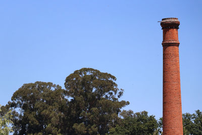 Low angle view of smoke stack against sky