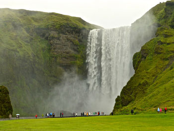 Scenic view of waterfall of iceland