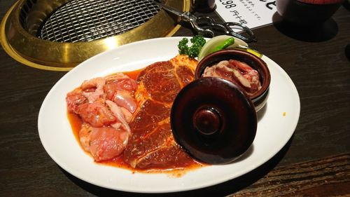 Close-up of breakfast served on table