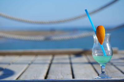 Close-up of drink in glass on table