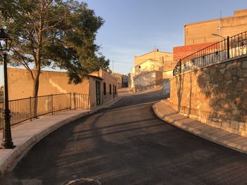 Evening sunny street in bonete, spain