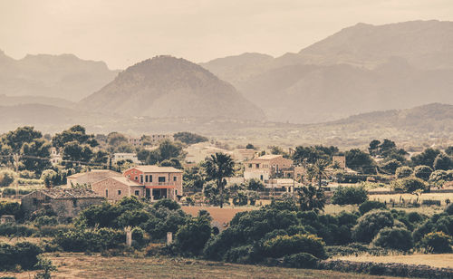 Village against mountains
