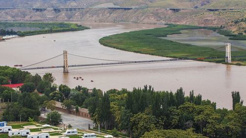 High angle view of bridge over river