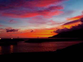 Scenic view of sea at sunset