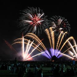 Firework display at night