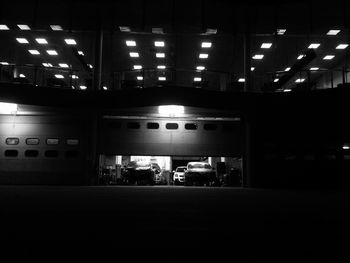 Illuminated parking lot at night