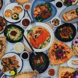 High angle view of food on table