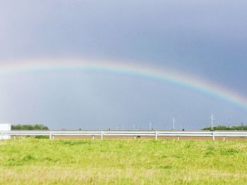 Scenic view of rainbow against sky