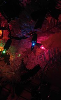 High angle view of illuminated lighting equipment