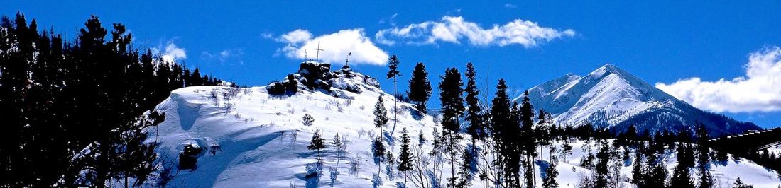 Panoramic view of snowcapped mountains against sky