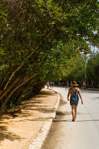 People walking on street amidst trees