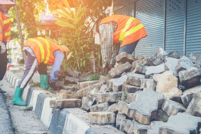 People working at construction site