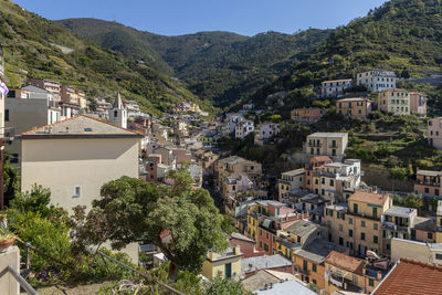 High angle view of townscape against sky