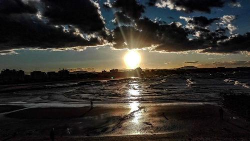 Scenic view of sea at sunset