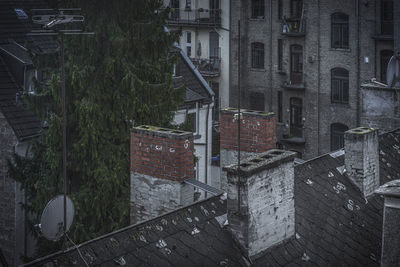 High angle view of street amidst buildings in city