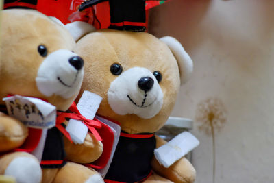 High angle view of teddy bear on table