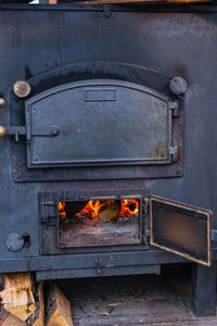 Close-up of fire on log