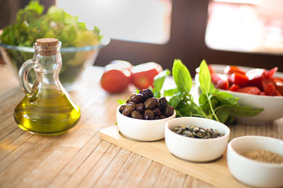 Close-up of fruits served on table