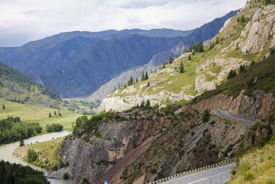 Scenic view of mountains against sky