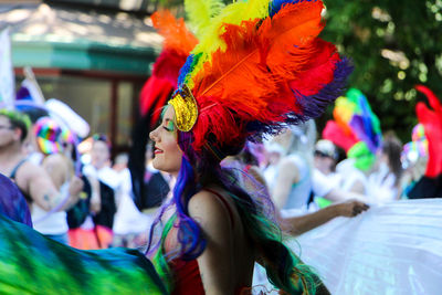 People in traditional clothing during festival