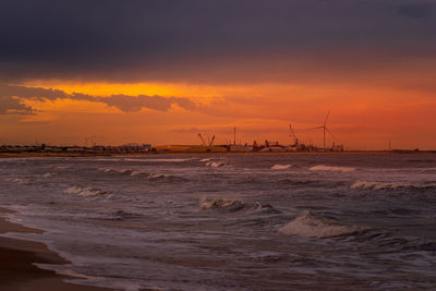 Scenic view of sea against sky during sunset