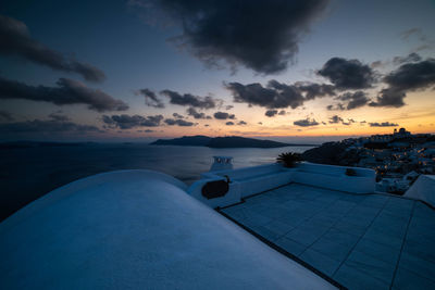 Scenic view of sea against sky at sunset