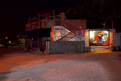 View of built structure at night