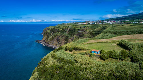 Scenic view of sea against sky azores 