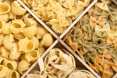 Directly above shot of various pasta