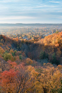 Scenic view of landscape against sky during autumn