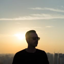 Silhouette of man against sky