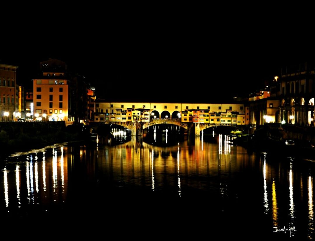 architecture, built structure, water, reflection, building exterior, waterfront, night, illuminated, river, clear sky, canal, connection, bridge - man made structure, city, transportation, wedding, copy space, outdoors, no people, nautical vessel