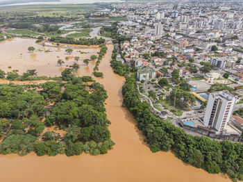 Flooded river with mud after construction of dam