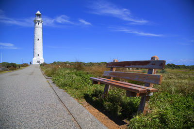 Lighthouse against blue sky