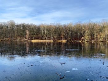 Scenic view of lake against sky