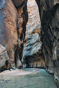 Scenic view of rock formation in the narrows in zion national park